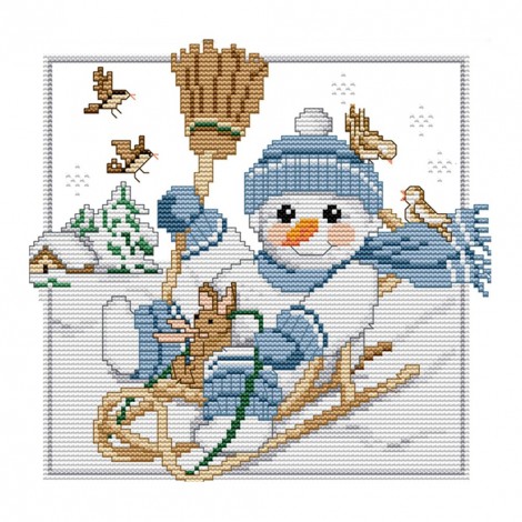Christmas Snowman (26*23CM)- Cross Stitch