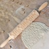 Christmas Snowflake Elk Wooden Rolling Pin Dough Engraved Roller DIY Tool