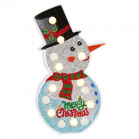 DIY Special Shaped Diamond Painting Christmas Snowman LED Night Light Decor