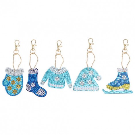 5pcs DIY Full Drill Diamond Painting Special-Shape Christmas Keychain Decor