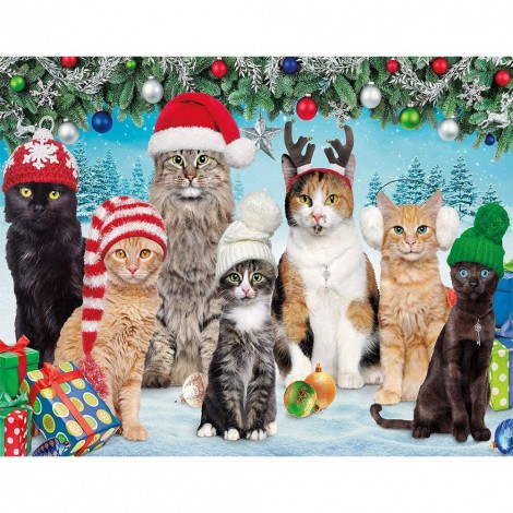 Christmas Cats - Full Round Diamond Painting