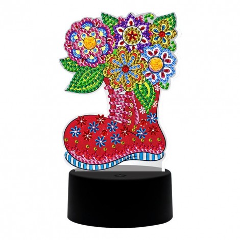 DIY Diamond Painting Christmas Boots LED Light Special Shaped Embroidery