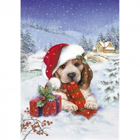 Christmas Dog - Full Round Diamond Painting