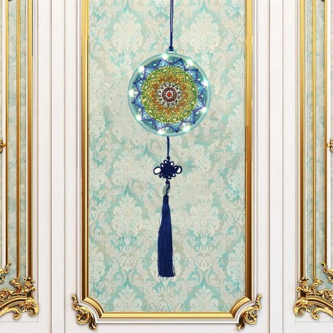 DIY Diamond Painting LED Hanging Light Ornaments Lamp (Mandala)