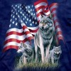American Flag Wolf-Full Round Diamond Painting