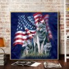 American Flag Wolf-Full Round Diamond Painting