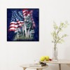 American Flag Wolf-Full Round Diamond Painting