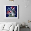 American Flag Wolf-Full Round Diamond Painting