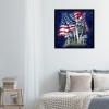 American Flag Wolf-Full Round Diamond Painting