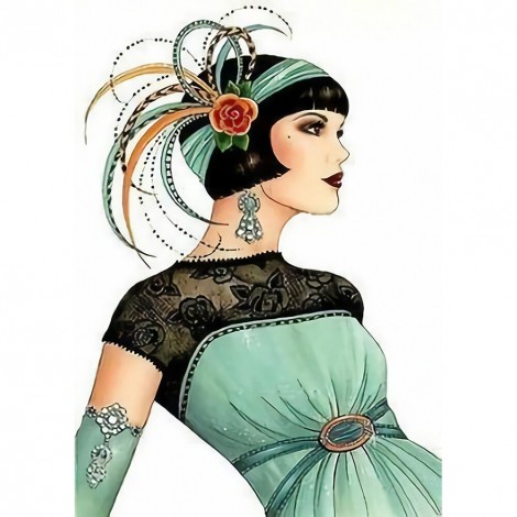 Lady-  Full Round Diamond Painting