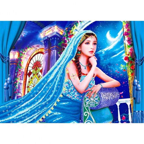 Beauty with Cape-Partial Round Diamond Painting
