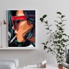 Smoking Girl-Full Round Diamond Painting