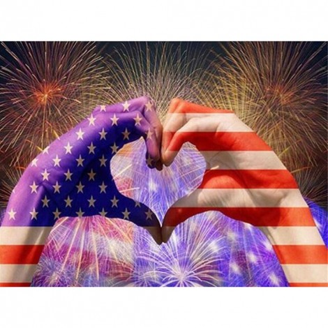 American Flag Love-Full Round Diamond Painting