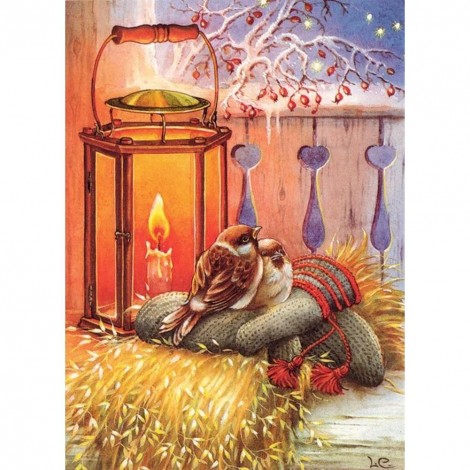 Bird Candlelight- Full Round Diamond Painting