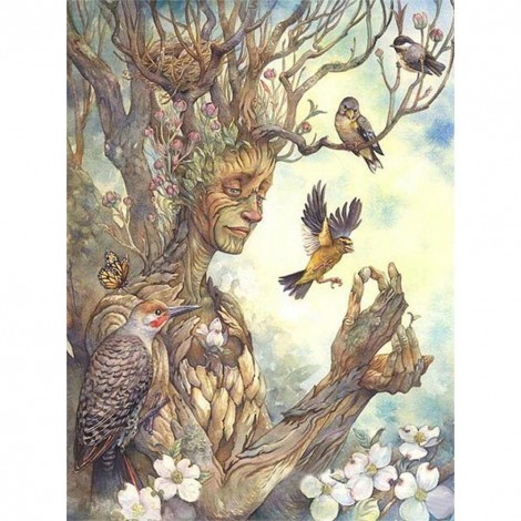 Birds and Tree Man - Full Round Diamond Painting