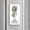 Green Wing Dress Lady- Full Round Diamond Painting