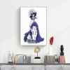 Blue Dress Lady- Full Round Diamond Painting