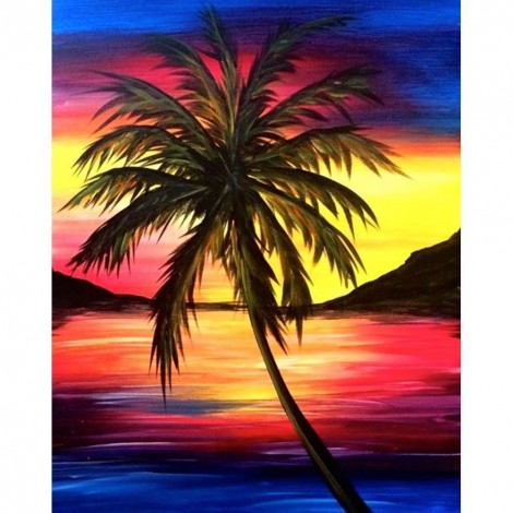 Beach Coconut Tree - Full Round Diamond Painting