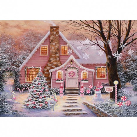 Pink House - Full Round Diamond Painting