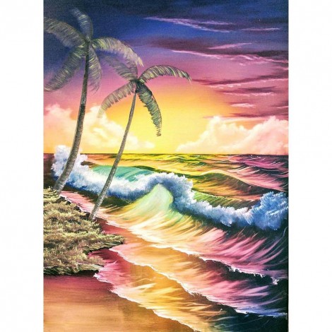 Beach Coconut Tree - Full Round Diamond Painting