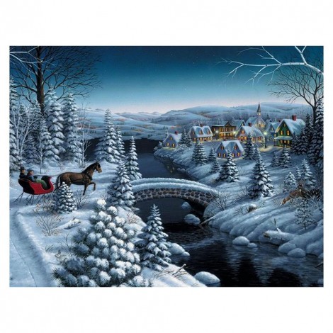 Snow Village - Full Round Diamond Painting