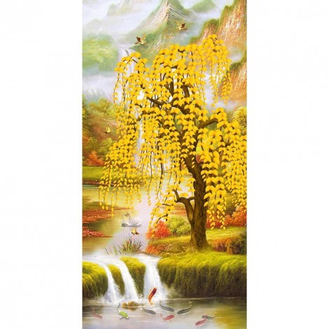 River and Tree - Full Round Diamond Painting(85*45cm)