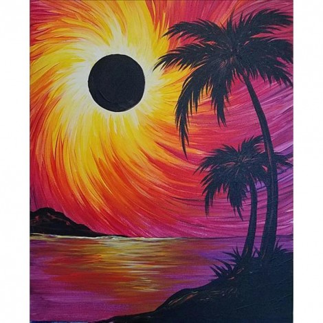 Beach Coconut Tree - Full Round Diamond Painting