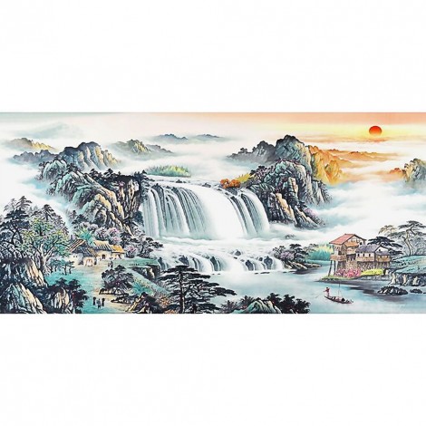 Sunrise Mountain - Full Round Diamond Painting(100x50cm)