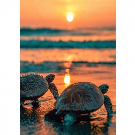 Sea Beach Turtle - Full Round Diamond Painting