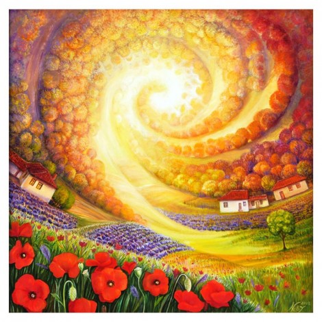 Flower Village - Full Round Diamond Painting