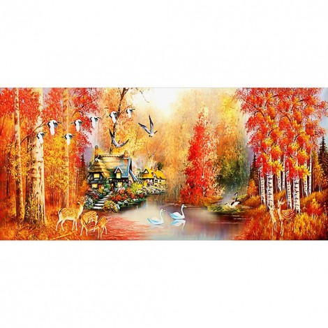 Autumn Maple Leaves - Full Round Diamond Painting(100*50cm)