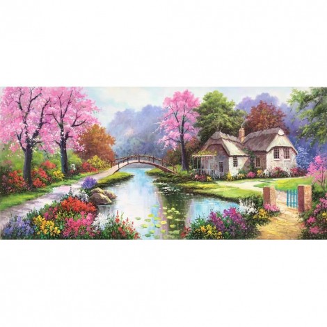 Spring Village - Full Round Diamond Painting(100*50cm)