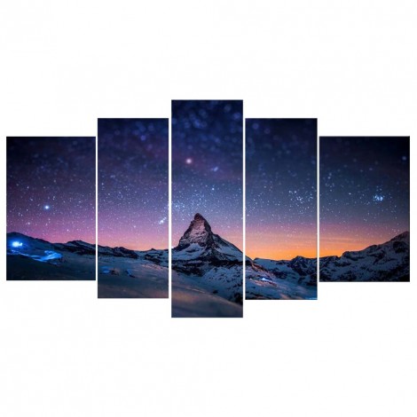 Starry Sky Mountains-Full Round Diamond Painting