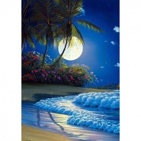 Fantasy Night Seaside - Full Round Diamond Painting