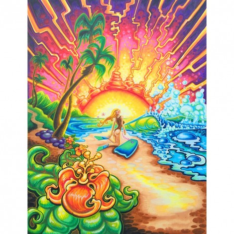 Beach Women- Full Round Diamond Painting