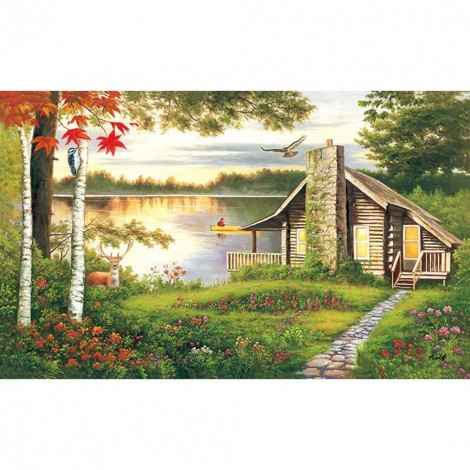 Lakeside House - Full Round Diamond Painting