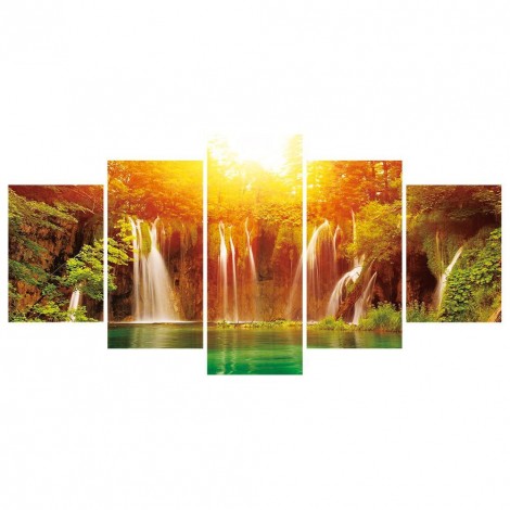 5pcs/set Fantasy Waterfall- Full Round Diamond Painting(95*45cm)