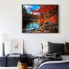 Fall Leaves Lake - Full Round Diamond Painting