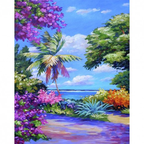 Purple Plants - Full Round Diamond Painting