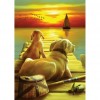 Sunset and Dogs- Full Round Diamond Painting
