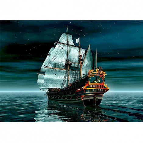 Fantasy Ship- Full Round Diamond Painting