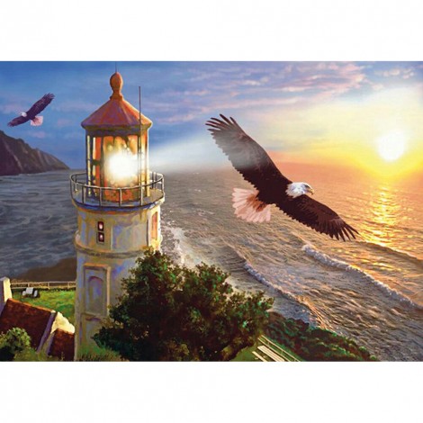 Eagle and Lighthouse -Full Round Diamond Painting