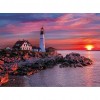Sea Sunrise Lighthouse - Full Round Diamond Painting