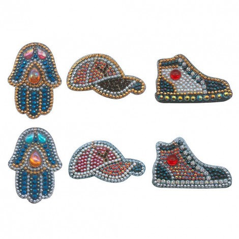 6pcs DIY Special Shaped Diamond Painting Cartoon Gloves Hat Shoes Keyring