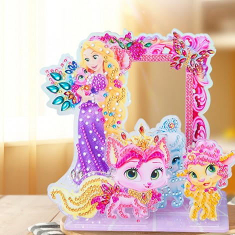 5D DIY Cartoon Princess Round Shaped&nbsp;Diamond Painting&nbsp;Desk Ornament Craft