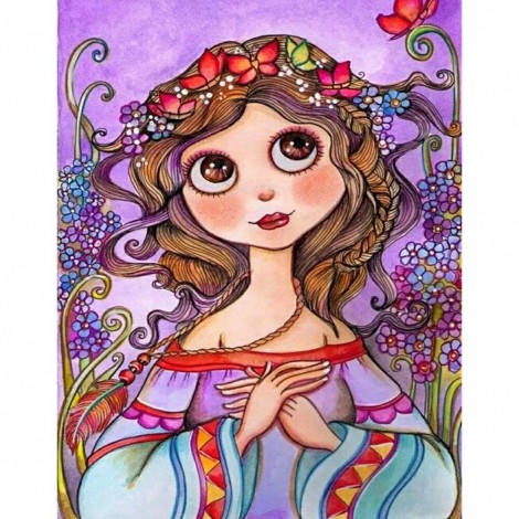 Cartoon Girl- Full Round Diamond Painting