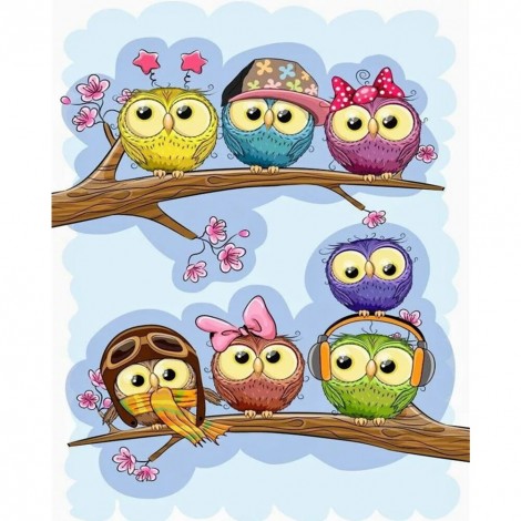 Cartoon Owl - Full Round Diamond Painting