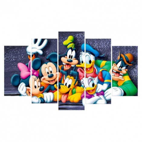 5pcs/set Mickey Family - Full Round Diamond Painting (95*45cm)