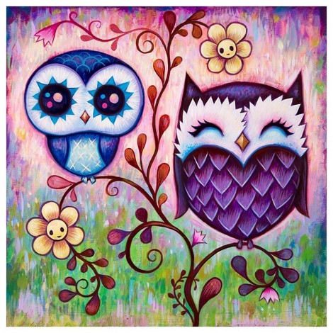 Cartoon Owl - Full Round Diamond Painting