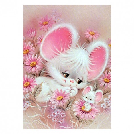 Cute White Mouse - Partial Round Diamond Painting
